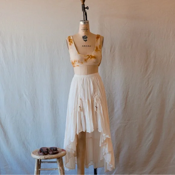 Spell Cream Maxi A-Line Skirt Asymmetrical High-Low - Picture 10 of 16